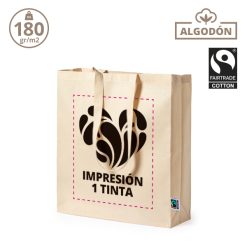 Bolsa ancha algodón de 180gr. Comercio Justo +impresión 1 tinta plana