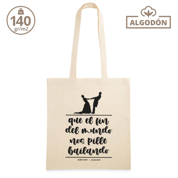 Bolsa personalizada boda - Que el fin del mundo nos pille bailando silueta - Imagen 3