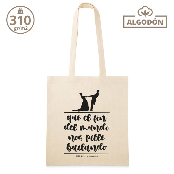 Bolsa personalizada boda - Que el fin del mundo nos pille bailando silueta - Imagen 5