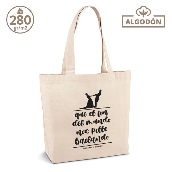Bolsa personalizada boda - Que el fin del mundo nos pille bailando silueta - Imagen 6