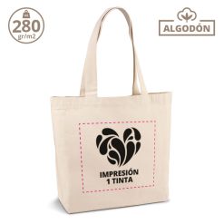 Bolsa ancha con bolsillo de 280gr. +impresión 1 tinta plana