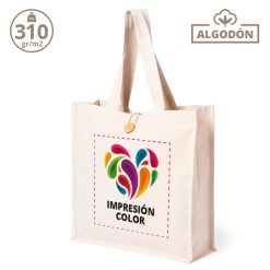 Bolsa ancha con botón 310gr. +impresión color