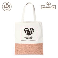 Bolsa algodón de 145gr detalle corcho +impresión 1 tinta plana