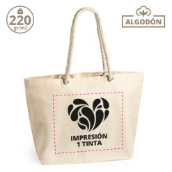 Bolsa ancha asas de cuerda 220gr. +impresión 1 tinta plana