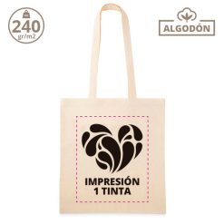 Bolsa algodón de 240gr. +impresión 1 tinta plana