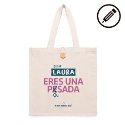 Bolsa con botón - Profe eres una pasada con dedicatoria - Imagen 3